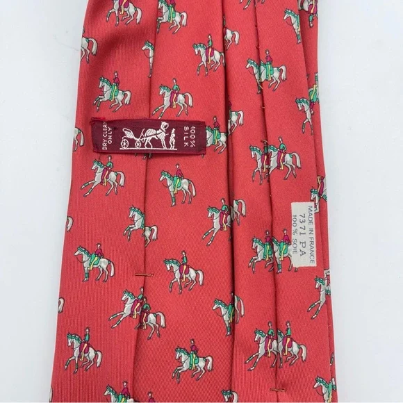 Vintage Hermes Equestrian Show Horse Pure 100% Silk Tie Made in France 7371PA - Picture 9 of 16